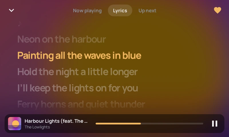 Fullscreen player with synced lyrics