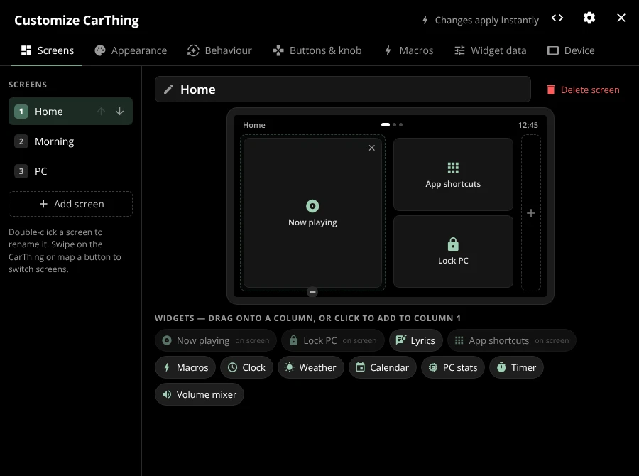 Desktop app screen editor